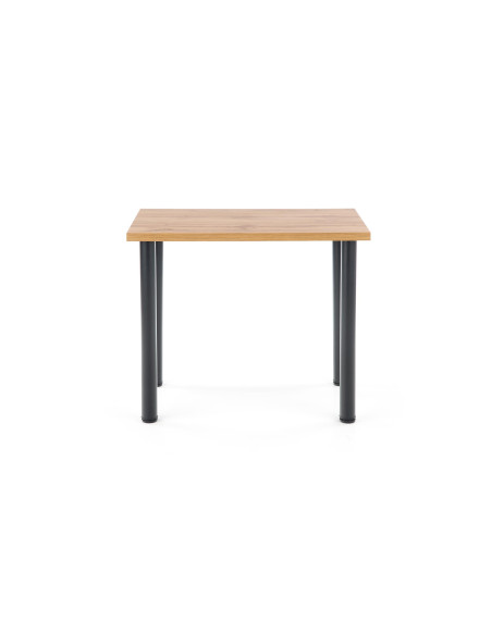 MODEX 2 Stół 90x60cm Dąb Wotan, Czarne Okrągłe Nogi - Ciepła Barwa Blatu