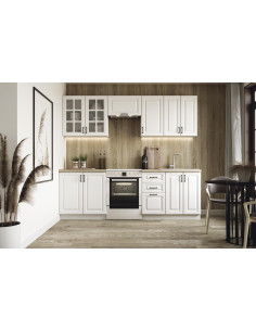 ELIZABETH 240 cm Zestaw Kuchenny Biały Mat/Dąb Sonoma - Urok i Funkcjonalność