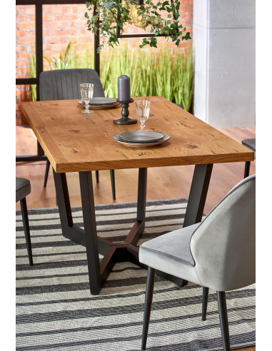 MASSIVE Stół Rozkładany 160-250cm Jasny Dąb/Czarny - Przestrzeń i Styl