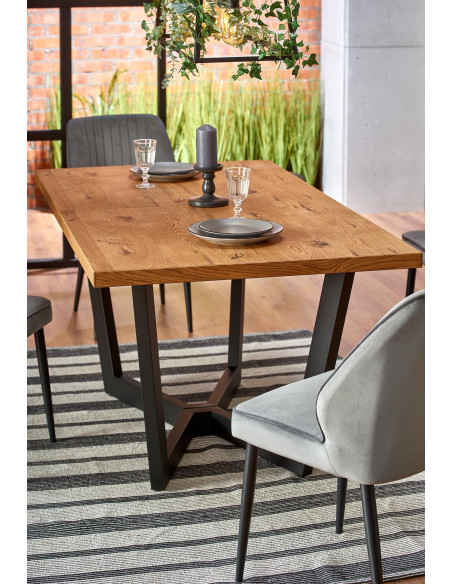 MASSIVE Stół Rozkładany 160-250cm Jasny Dąb/Czarny - Przestrzeń i Styl