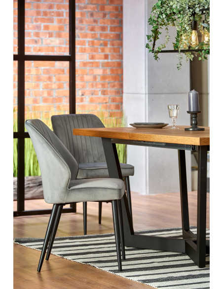 MASSIVE Stół Rozkładany 160-250cm Jasny Dąb/Czarny - Przestrzeń i Styl