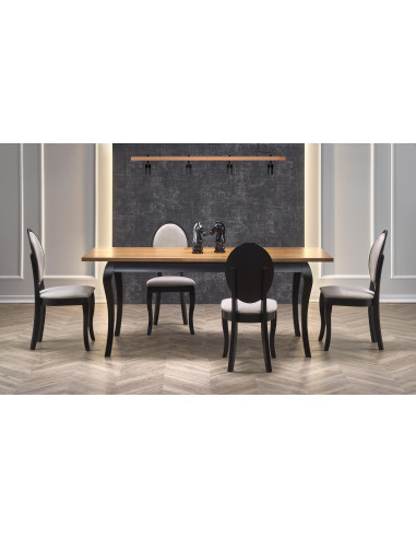 WINDSOR Stół Rozkładany 160-240cm Ciemny Dąb/Czarne - Stylowa Solidność