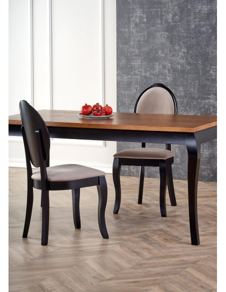 WINDSOR Stół Rozkładany 160-240cm Ciemny Dąb/Czarne - Stylowa Solidność