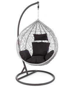 EGGY Fotel Ogrodowy Huśtawka Kula Popiel/Czarny - Relaks i Design w Ogrodzie