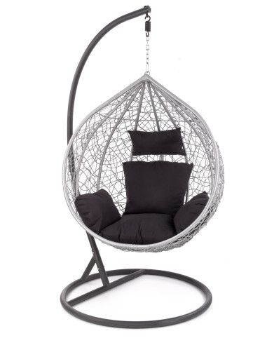 EGGY Fotel Ogrodowy Huśtawka Kula Popiel/Czarny - Relaks i Design w Ogrodzie