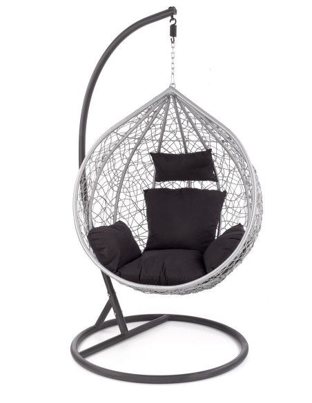 EGGY Fotel Ogrodowy Huśtawka Kula Popiel/Czarny - Relaks i Design w Ogrodzie