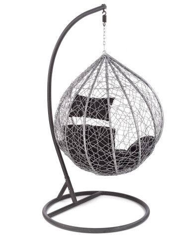 EGGY Fotel Ogrodowy Huśtawka Kula Popiel/Czarny - Relaks i Design w Ogrodzie