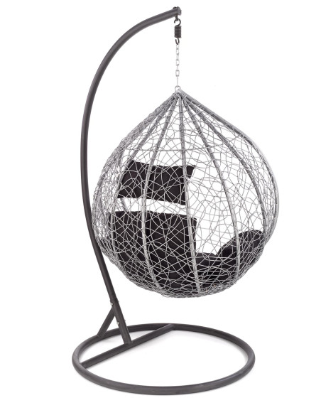 EGGY Fotel Ogrodowy Huśtawka Kula Popiel/Czarny - Relaks i Design w Ogrodzie