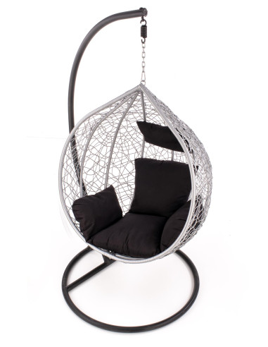 EGGY Fotel Ogrodowy Huśtawka Kula Popiel/Czarny - Relaks i Design w Ogrodzie