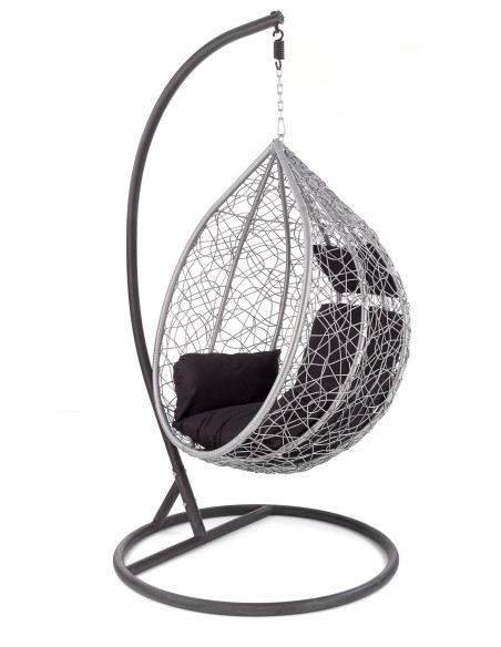 EGGY Fotel Ogrodowy Huśtawka Kula Popiel/Czarny - Relaks i Design w Ogrodzie