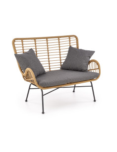 IKARO Sofa Rattanowa z Poduszkami Naturalny-Czarny - Styl na Tarasie