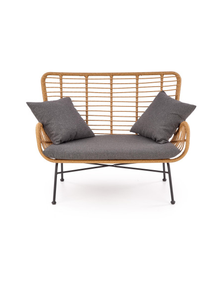 IKARO Sofa Rattanowa z Poduszkami Naturalny-Czarny - Styl na Tarasie