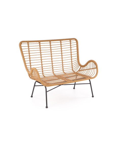 IKARO Sofa Rattanowa z Poduszkami Naturalny-Czarny - Styl na Tarasie