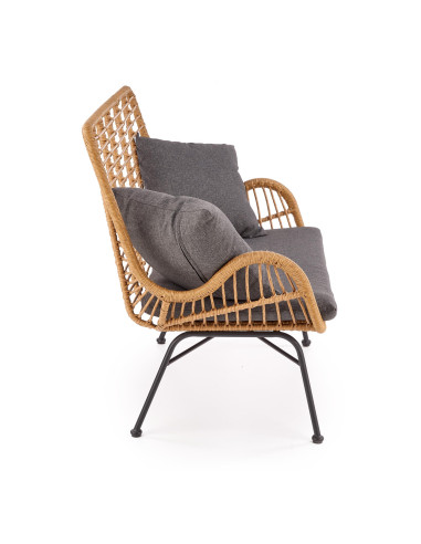 IKARO Sofa Rattanowa z Poduszkami Naturalny-Czarny - Styl na Tarasie