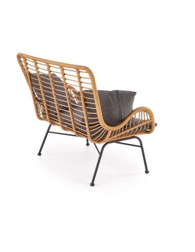 IKARO Sofa Rattanowa z Poduszkami Naturalny-Czarny - Styl na Tarasie