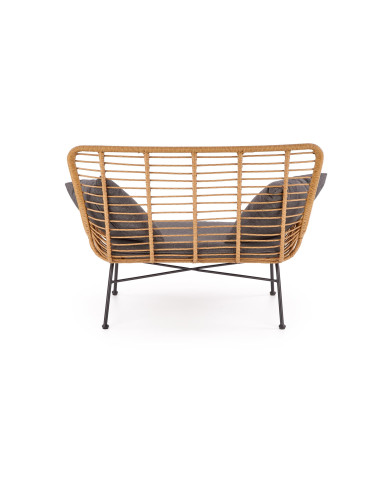 IKARO Sofa Rattanowa z Poduszkami Naturalny-Czarny - Styl na Tarasie