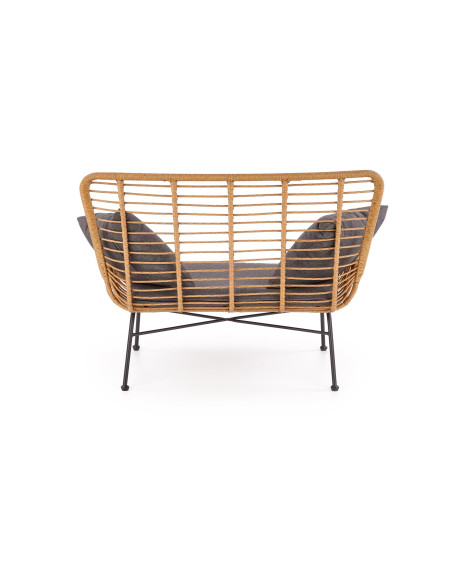 IKARO Sofa Rattanowa z Poduszkami Naturalny-Czarny - Styl na Tarasie