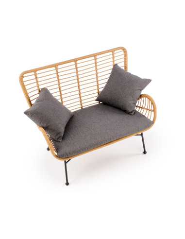 IKARO Sofa Rattanowa z Poduszkami Naturalny-Czarny - Styl na Tarasie