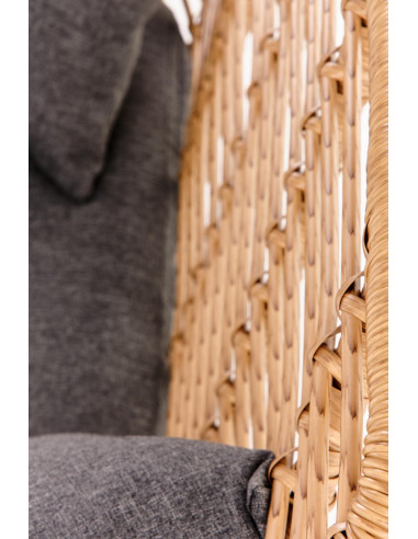 IKARO Sofa Rattanowa z Poduszkami Naturalny-Czarny - Styl na Tarasie