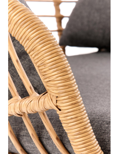 IKARO Sofa Rattanowa z Poduszkami Naturalny-Czarny - Styl na Tarasie