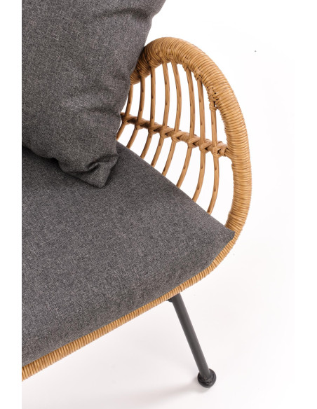 IKARO Sofa Rattanowa z Poduszkami Naturalny-Czarny - Styl na Tarasie