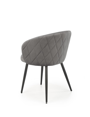 K430 Krzesło Kubełkowe Velvet Popielate - Nowoczesny Design w Jadalni