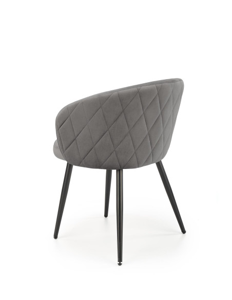 K430 Krzesło Kubełkowe Velvet Popielate - Nowoczesny Design w Jadalni