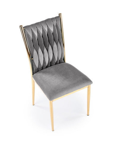 K436 Krzesło Popielate Velvet / Złote Nogi - Elegancja i Prestiż