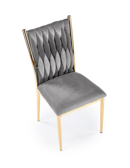 K436 Krzesło Popielate Velvet / Złote Nogi - Elegancja i Prestiż