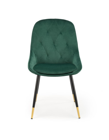 K437 Krzesło Pikowane Ciemna Zieleń Velvet - Stylowe Czarno Złote Nogi