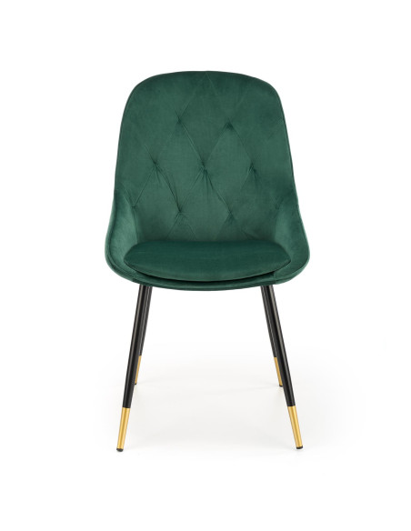 K437 Krzesło Pikowane Ciemna Zieleń Velvet - Stylowe Czarno Złote Nogi