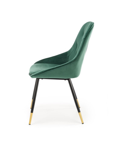 K437 Krzesło Pikowane Ciemna Zieleń Velvet - Stylowe Czarno Złote Nogi