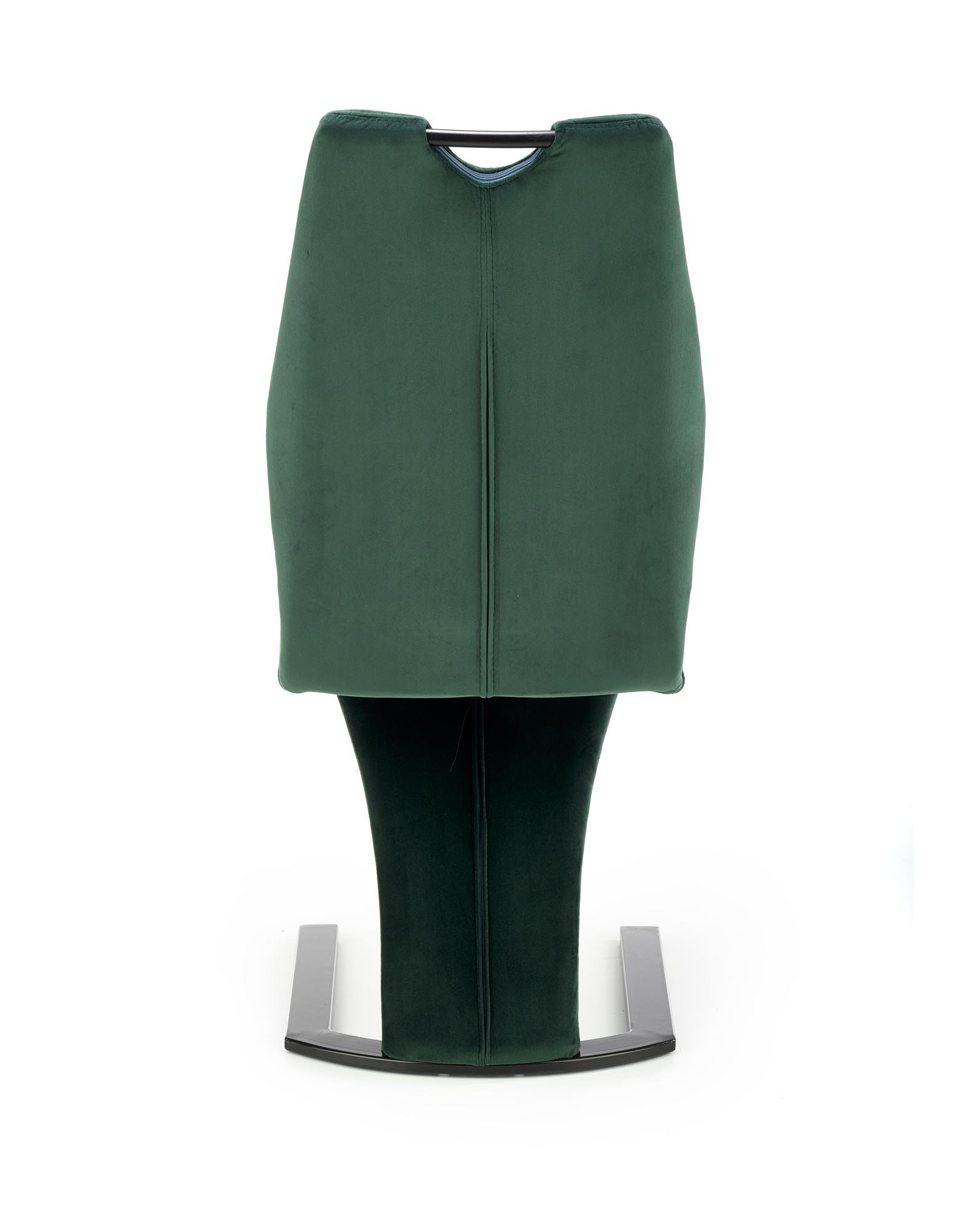 Tylny widok pikowanego krzesła K442 z ciemnozielonego aksamitu.