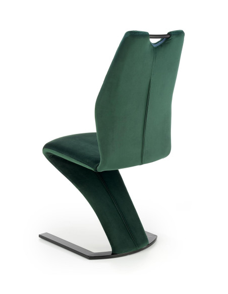 K442 Krzesło Pikowane z Uchwytem na Płozie Ciemna Zieleń Velvet