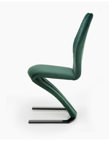 K442 Krzesło Pikowane z Uchwytem na Płozie Ciemna Zieleń Velvet