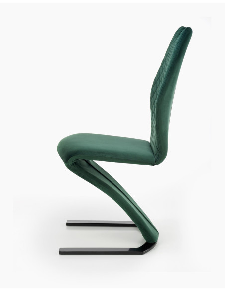 K442 Krzesło Pikowane z Uchwytem na Płozie Ciemna Zieleń Velvet