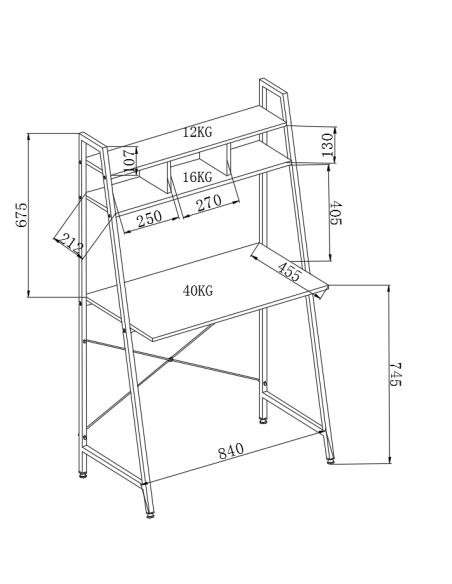 NARVIK B2 biurko czarny / dąb sonoma 