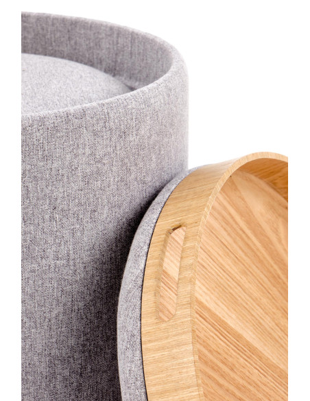 Zestaw 2 puf z pojemnikiem KAVI , jasny popiel