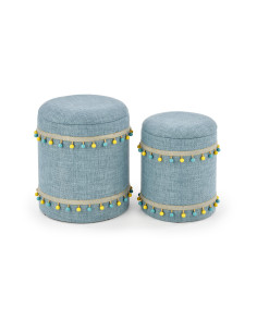 GRADO Zestaw 2 Puf Jasny Niebieski - Słodki Akcent i Funkcjonalność