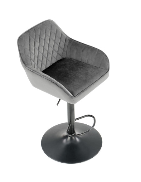 H103 Hoker Pikowany Velvet Popielaty - Regulowana Wysokość - Stylowy