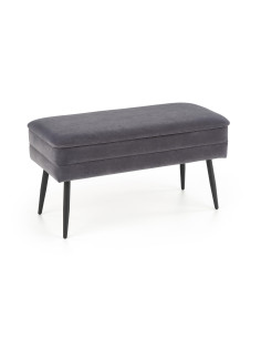 VELVA Ławka z Pojemnikiem Popielata Czarne Nóżki - Nowoczesność i Styl