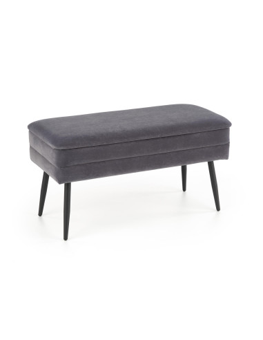 VELVA Ławka z Pojemnikiem Popielata Czarne Nóżki - Nowoczesność i Styl