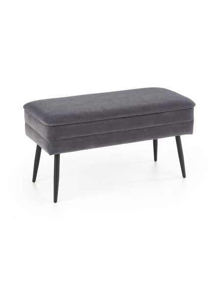 VELVA Ławka z Pojemnikiem Popielata Czarne Nóżki - Nowoczesność i Styl