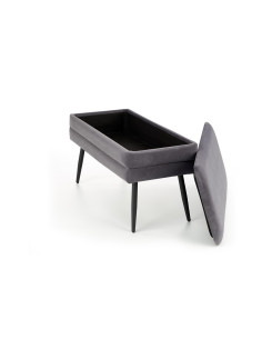 VELVA Ławka z Pojemnikiem Popielata Czarne Nóżki - Nowoczesność i Styl 2