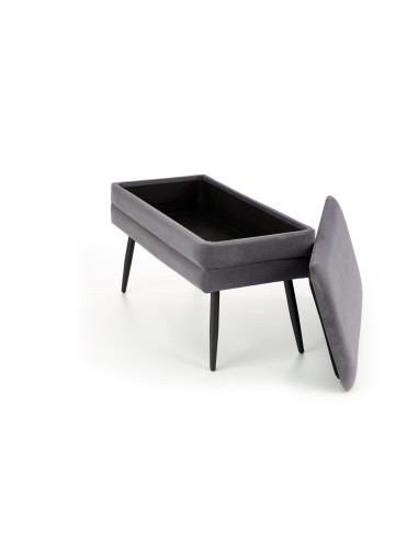 VELVA Ławka z Pojemnikiem Popielata Czarne Nóżki - Nowoczesność i Styl