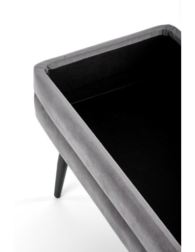 VELVA Ławka z Pojemnikiem Popielata Czarne Nóżki - Nowoczesność i Styl