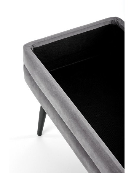 VELVA Ławka z Pojemnikiem Popielata Czarne Nóżki - Nowoczesność i Styl