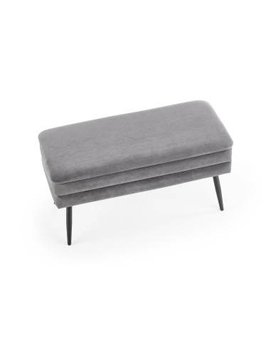 VELVA Ławka z Pojemnikiem Popielata Czarne Nóżki - Nowoczesność i Styl