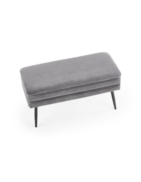 VELVA Ławka z Pojemnikiem Popielata Czarne Nóżki - Nowoczesność i Styl