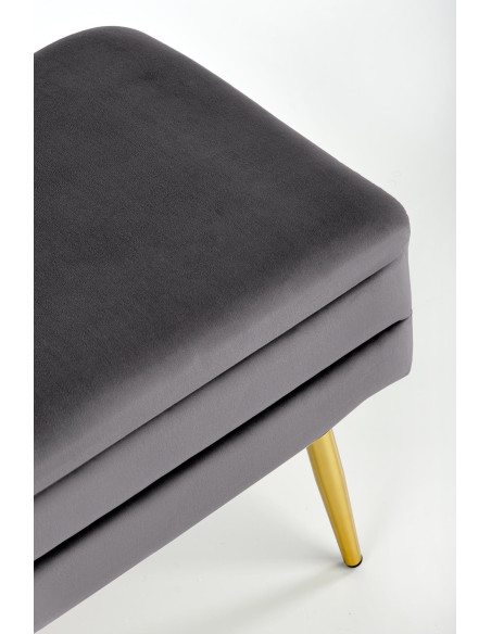 VELVA Ławka z Pojemnikiem Popielata Złote Nóżki - Subtelność Glamour